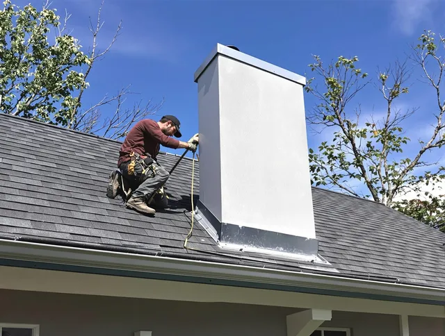 North Miami Chimney Sweep team member finishing chimney construction in North Miami, FL
