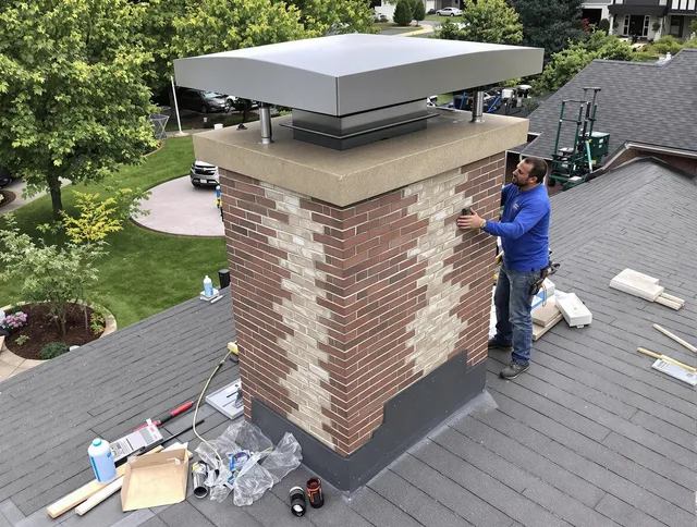 North Miami Chimney Sweep team working on a custom chimney remodel in North Miami, FL