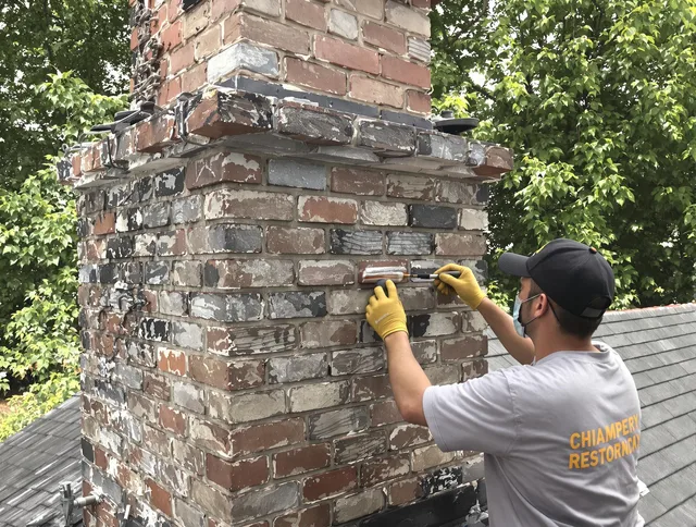 In-progress chimney restoration by North Miami Chimney Sweep in North Miami, FL